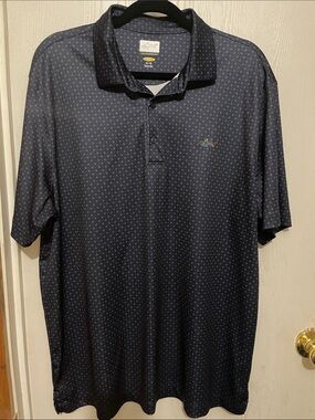 Greg Norman Men's Dark Navy Micro Dot Polo XL